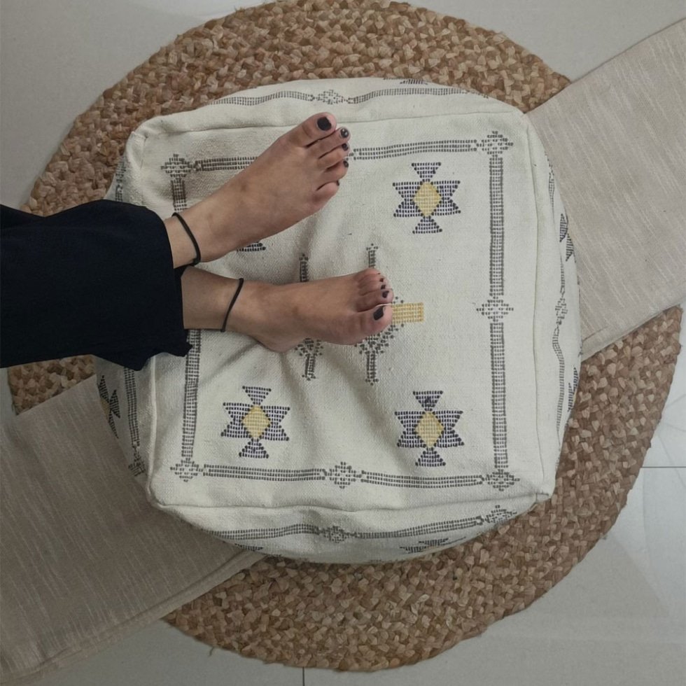 Pouf kilim marocchino bianco