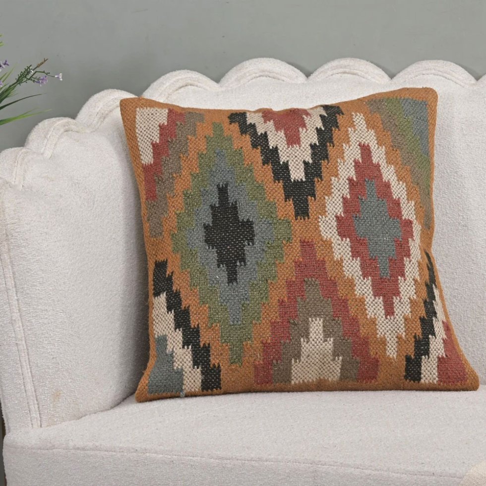 Cuscino kilim con diamante chevron 20x20