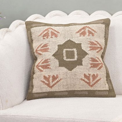 Cuscino kilim 20x20 verde e beige
