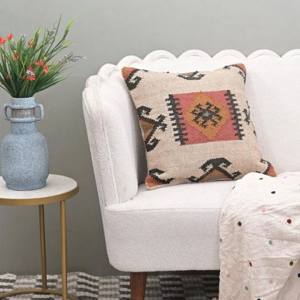 Cuscino kilim decorato 20x20 avorio