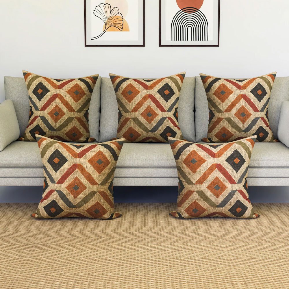 Cuscini kilim aztechi in lana e iuta Cuscini kilim aztechi in lana e iuta