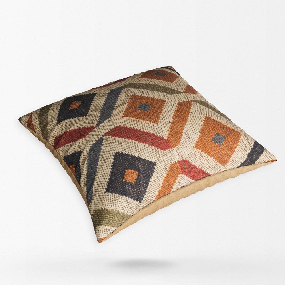 Cuscini kilim aztechi in lana e iuta Cuscini kilim aztechi in lana e iuta