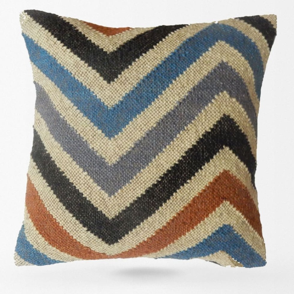 Cuscini kilim Chevron in lana e juta