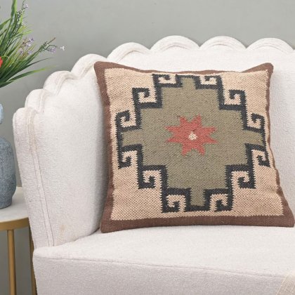 Cuscino kilim ornato e tessuto a mano