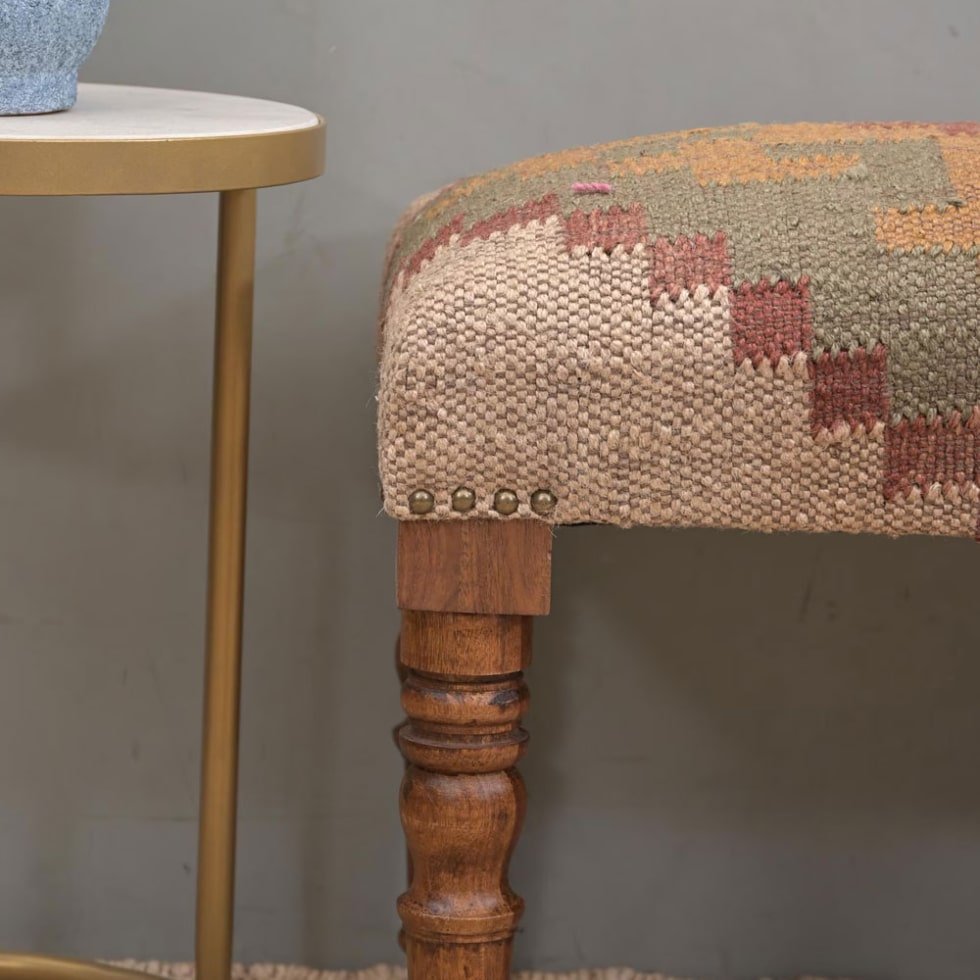 Panca imbottita in lana e juta kilim